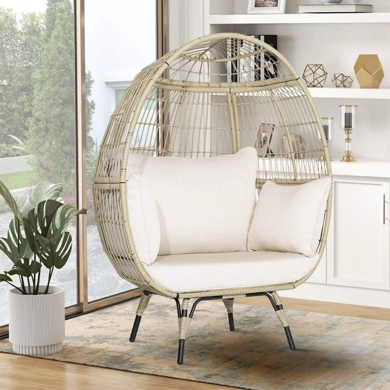 Alora Premium 57-Inch Oversized Rattan Patio Egg Lounge Chair Basket With Cushions (SAK91684) by SAKSBY WHOLESALE