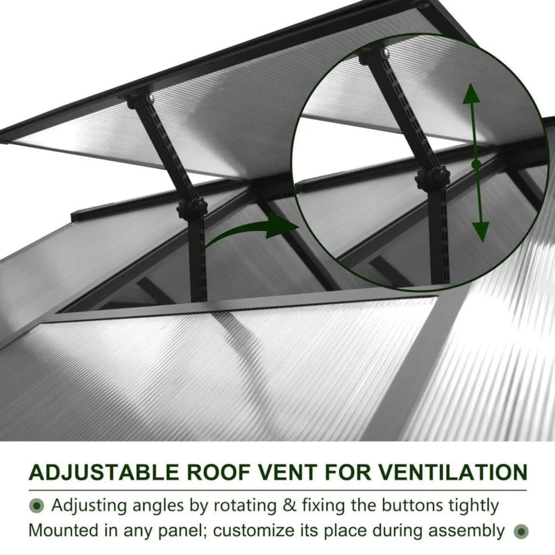 [06X12FT] Premium Polycarbonate Gray Walk-In Greenhouse Kit With Adjustable Vent And Lockable Door (SAK35264) by SAKSBY WHOLESALE