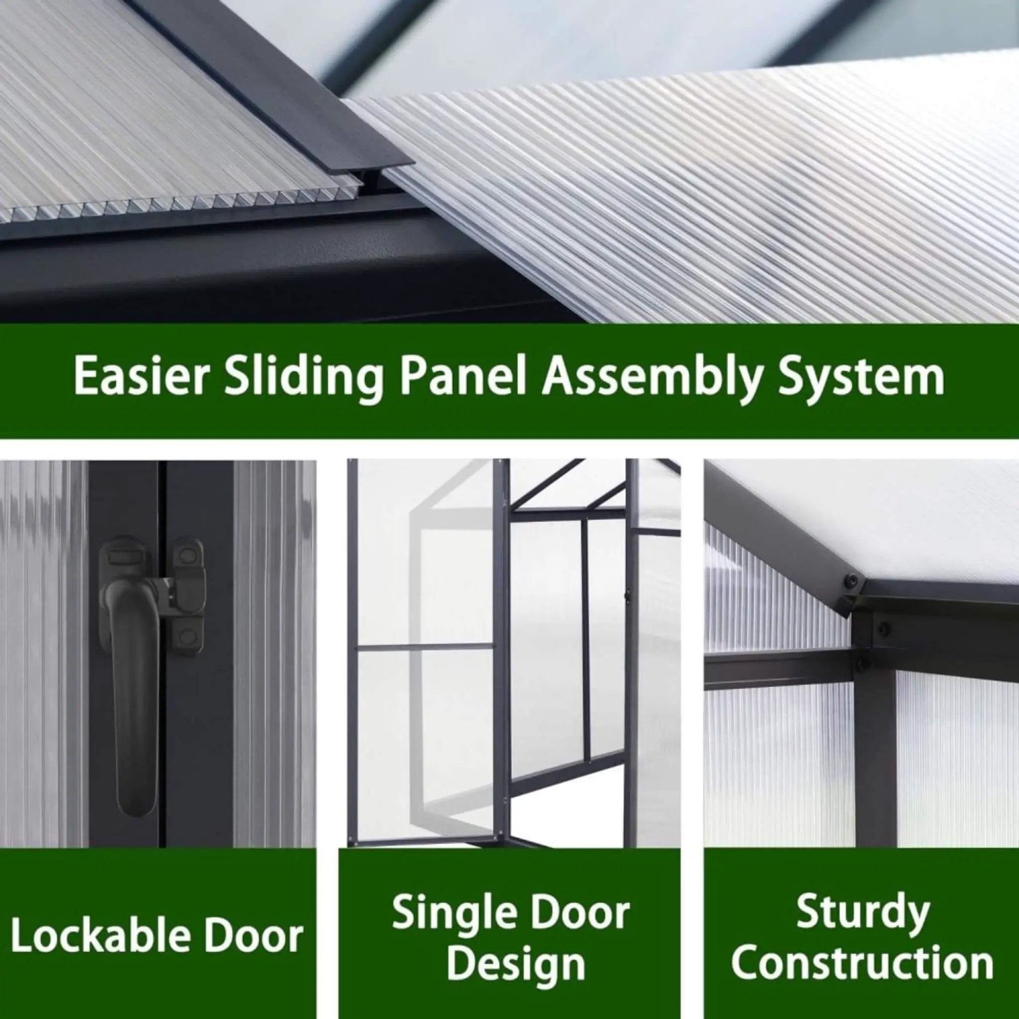 [06X12FT] Premium Polycarbonate Gray Walk-In Greenhouse Kit With Adjustable Vent And Lockable Door (SAK35264) by SAKSBY WHOLESALE