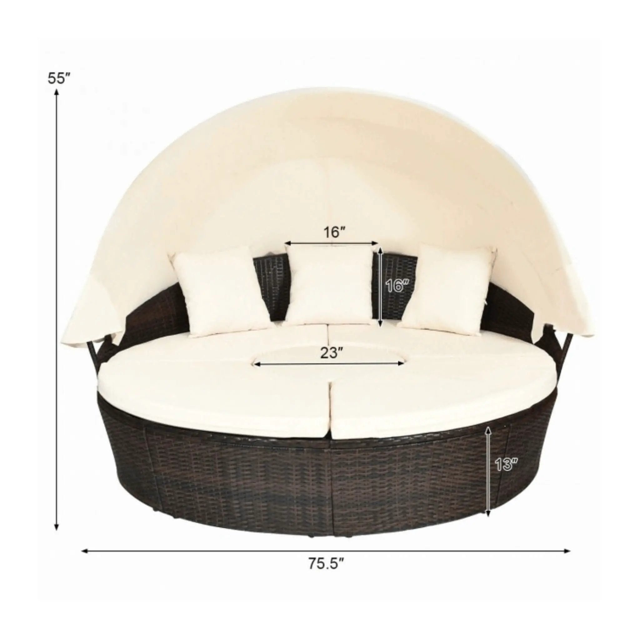 Alora Premium 76-Inch Round Outdoor Patio Rattan Daybed W/ Canopy & Table (SAK96418) by SAKSBY WHOLESALE