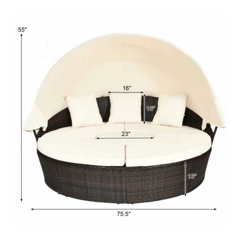 Alora Premium 76-Inch Round Outdoor Patio Rattan Daybed W/ Canopy & Table (SAK96418) by SAKSBY WHOLESALE