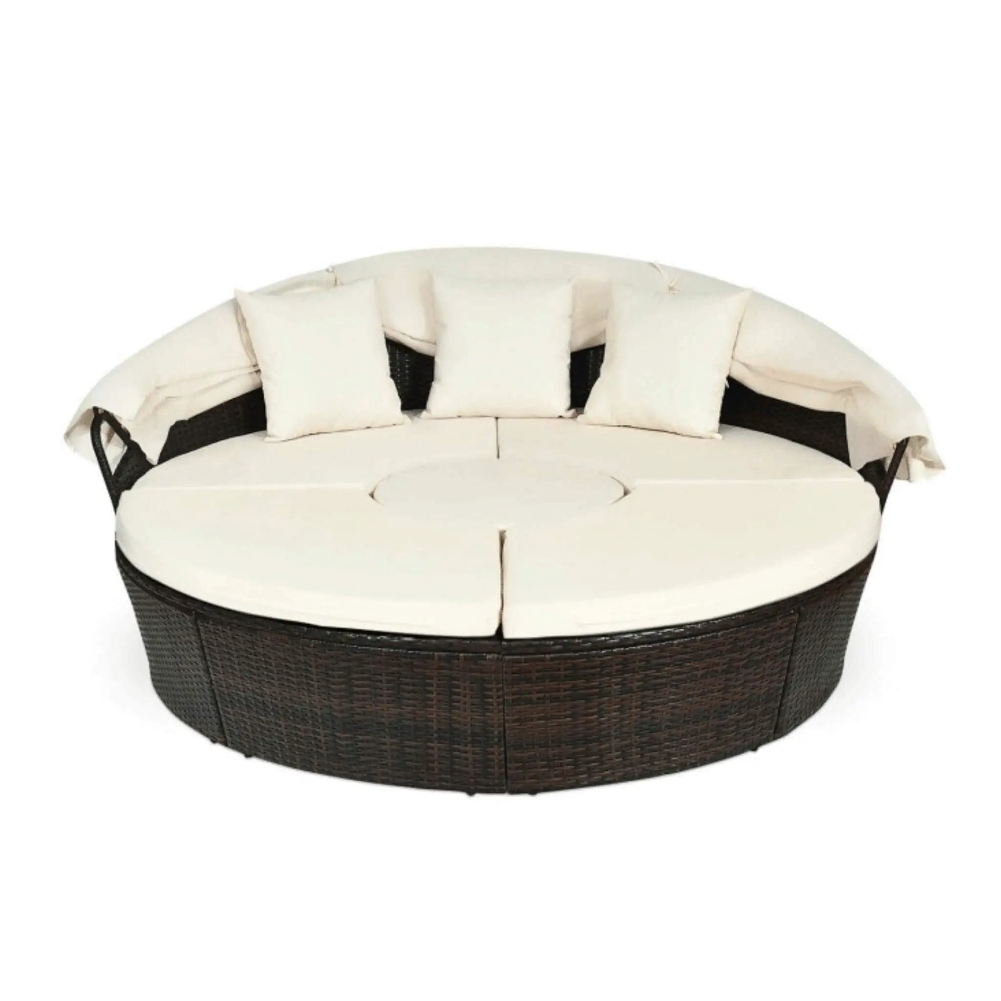 Alora Premium 76-Inch Round Outdoor Patio Rattan Daybed W/ Canopy & Table (SAK96418) by SAKSBY WHOLESALE