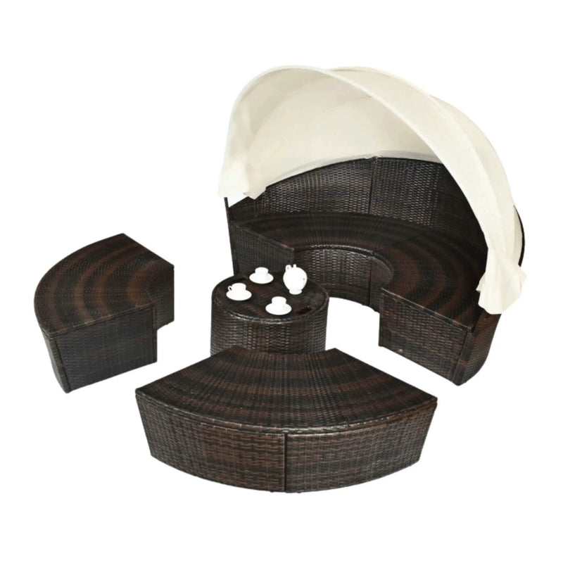 Alora Premium 76-Inch Round Outdoor Patio Rattan Daybed W/ Canopy & Table (SAK96418) by SAKSBY WHOLESALE
