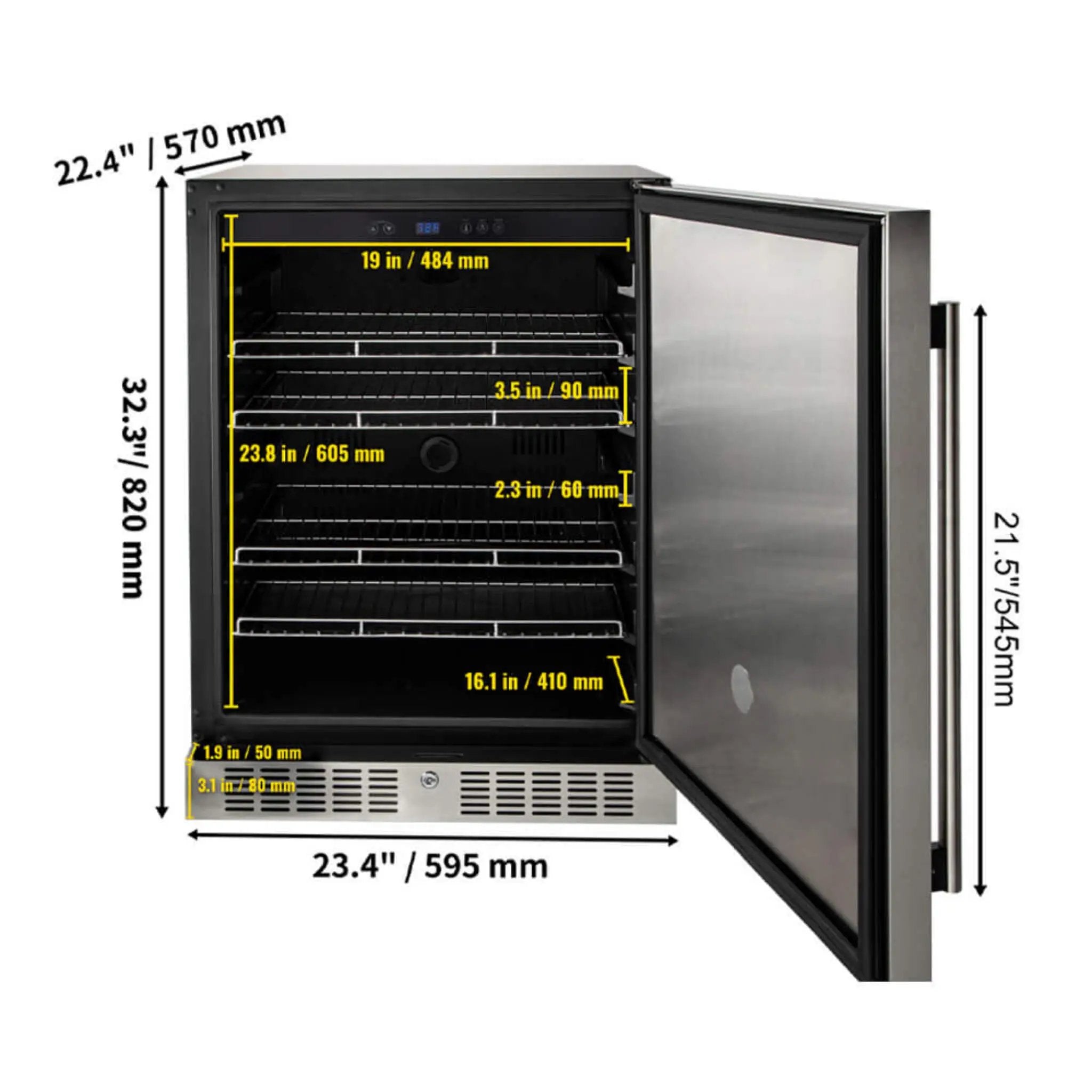 Premium 5.3 Cu.Ft Single Door Stainless Steel Built-In Wine Beverage Undercounter Refrigerator (SAK95276) by SAKSBY WHOLESALE