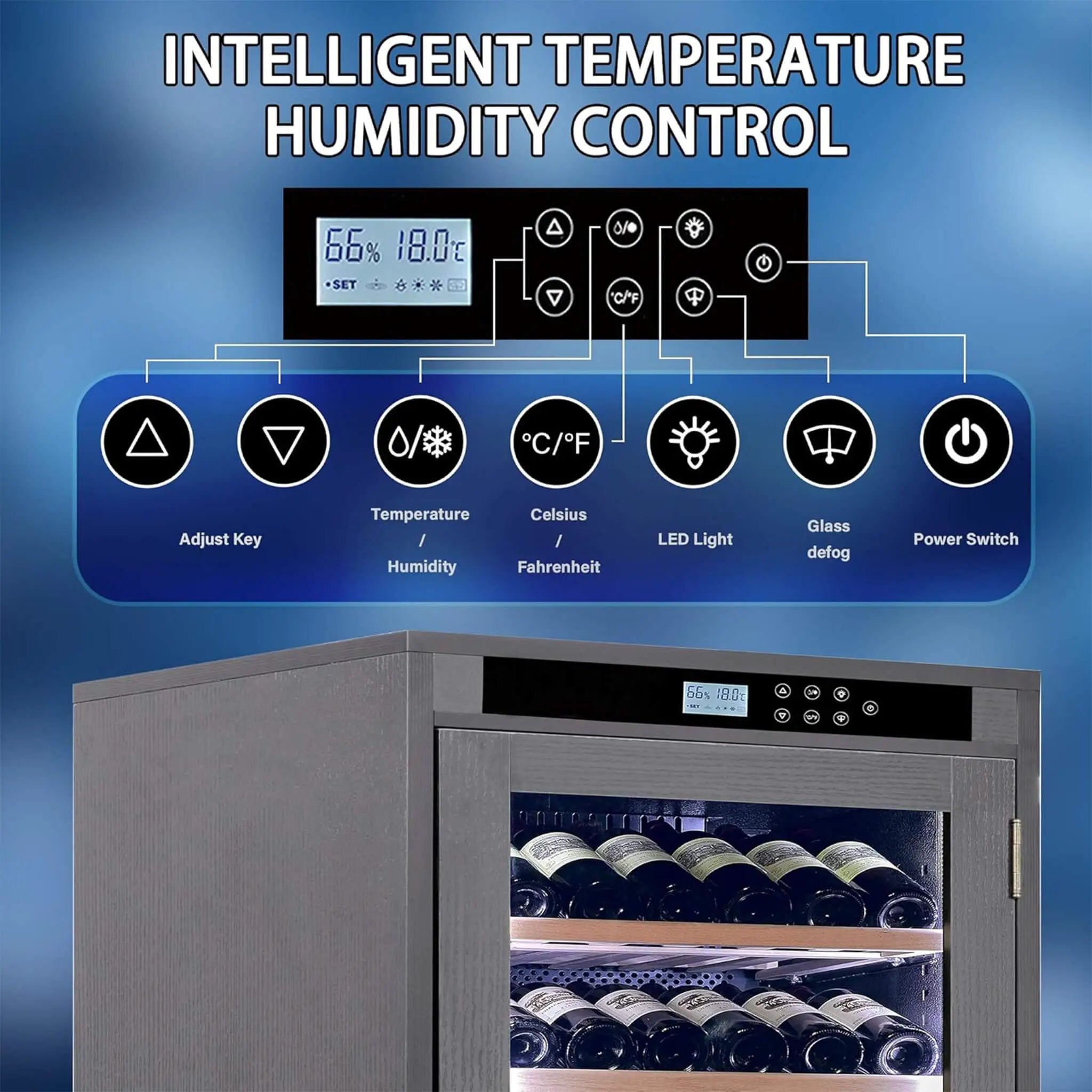 Nuvia 102-Bottle Smart Temperature-Controlled Multi-Tier Wine Cabinet For Home And Bar (SAK46361) by SAKSBY WHOLESALE