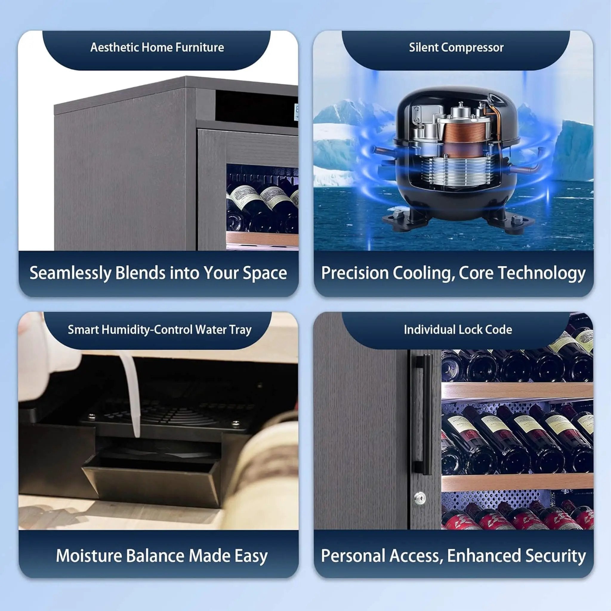 Nuvia 102-Bottle Smart Temperature-Controlled Multi-Tier Wine Cabinet For Home And Bar (SAK46361) by SAKSBY WHOLESALE