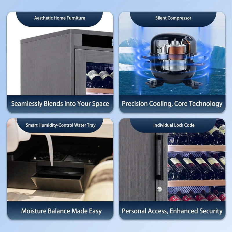 Nuvia 102-Bottle Smart Temperature-Controlled Multi-Tier Wine Cabinet For Home And Bar (SAK46361) by SAKSBY WHOLESALE