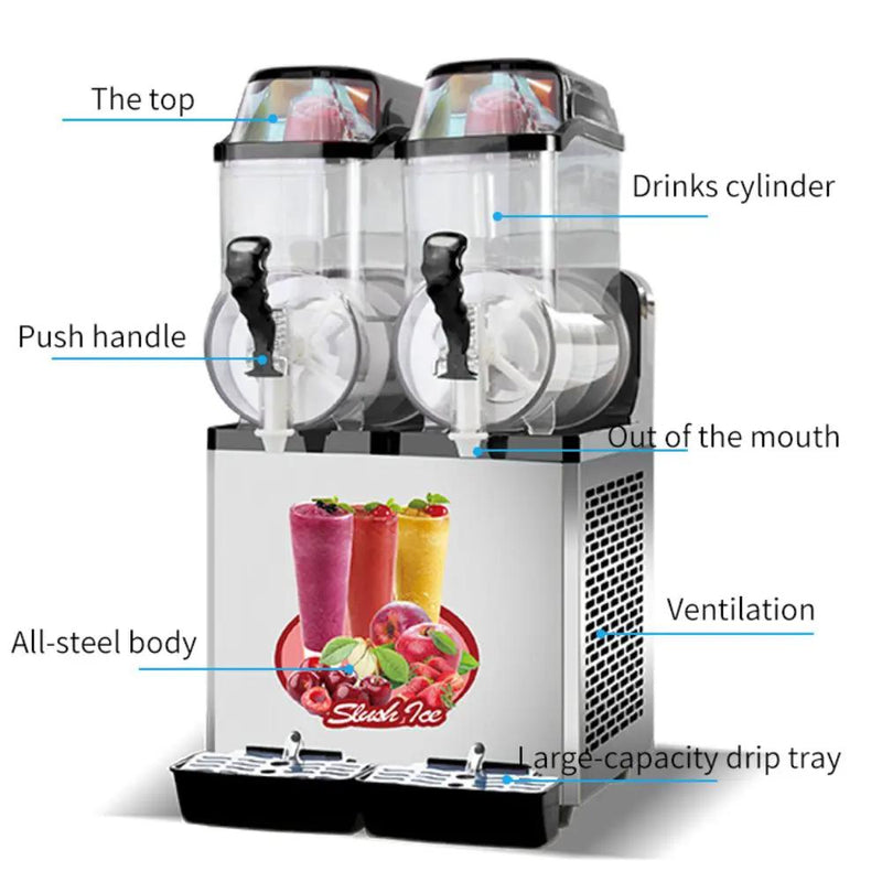 Premium Stainless Steel Margarita Frozen Drink Double Tank Slushy Maker Machine, 30L (SAK48253) by SAKSBY WHOLESALE