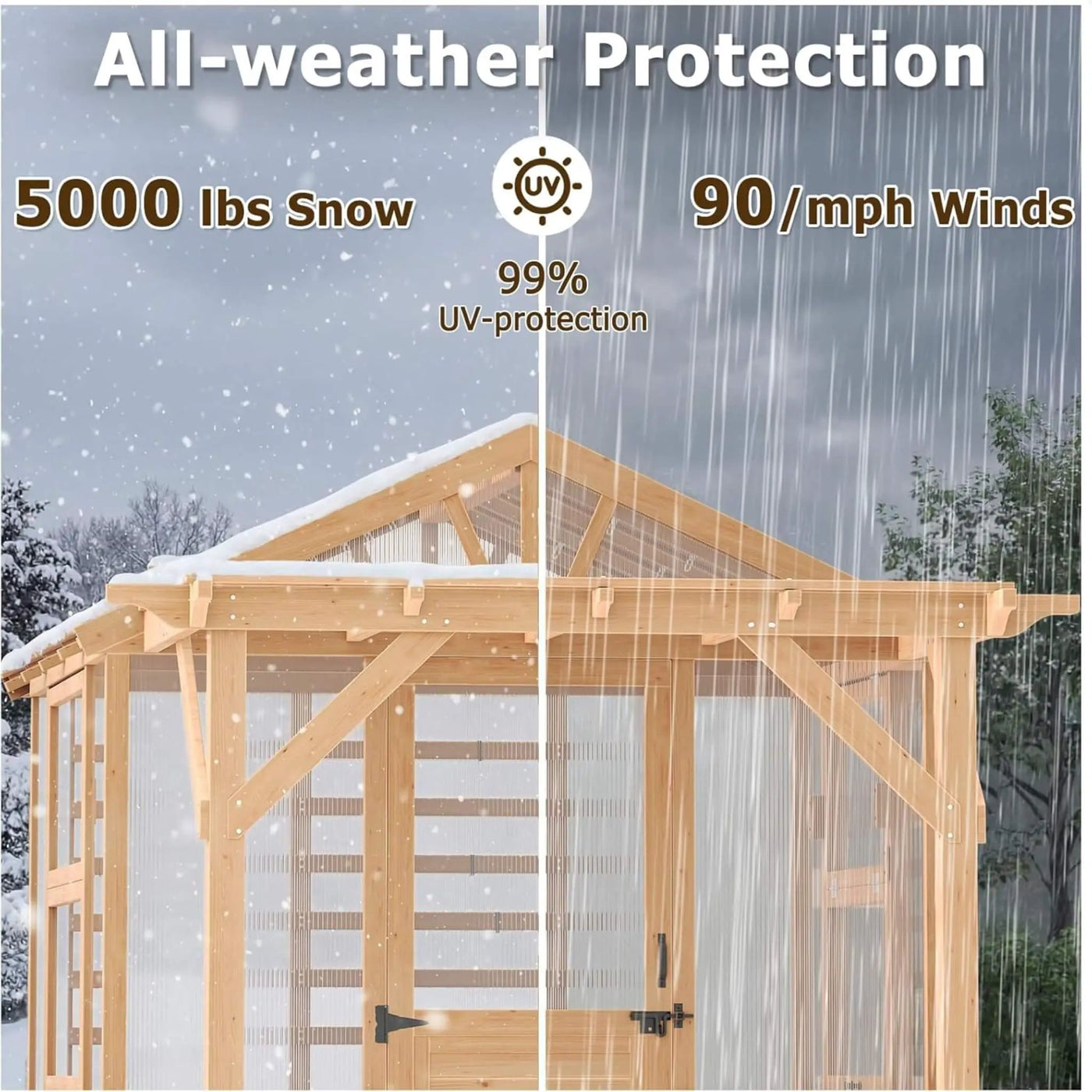 Premium Walk-In Spruce Wood Greenhouse With Pergola And Shelves (SAK75890) by SAKSBY WHOLESALE