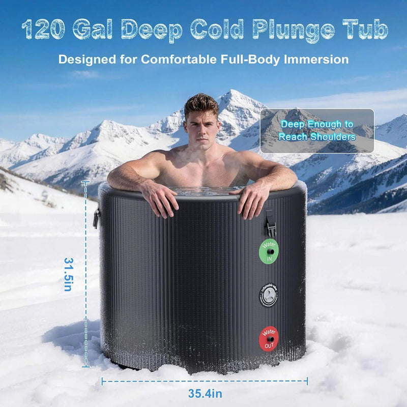 FCP Premium XL 120 Gal Cold Plunge Tub Kit With 1/3 HP Chiller, Filter And Pump (SAK58283) by SAKSBY WHOLESALE