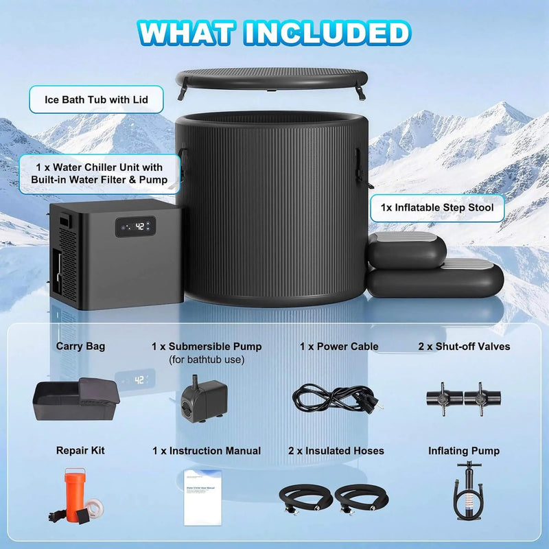 FCP Premium XL 120 Gal Cold Plunge Tub Kit With 1/3 HP Chiller, Filter And Pump (SAK58283) by SAKSBY WHOLESALE