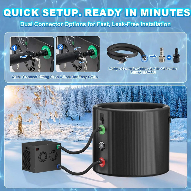 FCP Premium XL 120 Gal Cold Plunge Tub Kit With 1/3 HP Chiller, Filter And Pump (SAK58283) by SAKSBY WHOLESALE