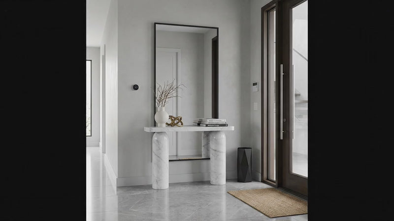 Carrara White Marble Console Table with Arched Round Legs 40 Inch Polished