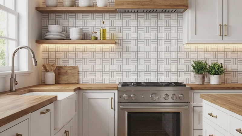 Royal White Glossy Meshed Ceramic Mosaics 12x12
