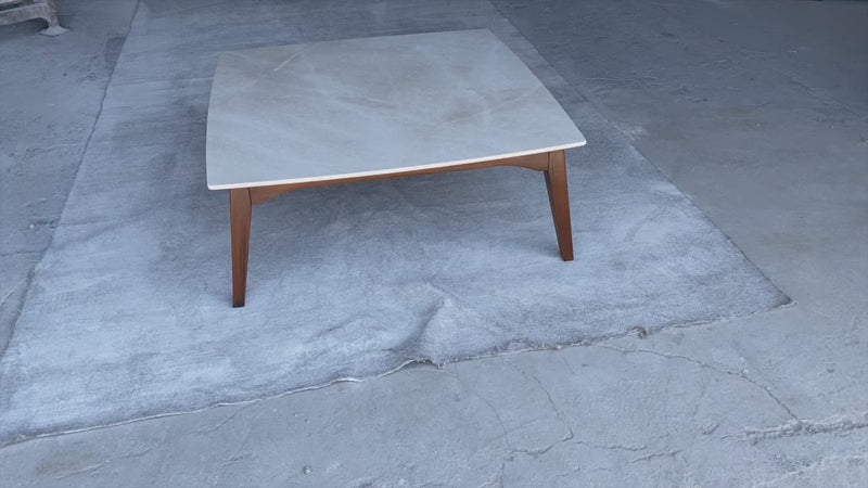 Burdur Beige Premium Natural Marble Coffee Table with Polished Finish Eased Edge