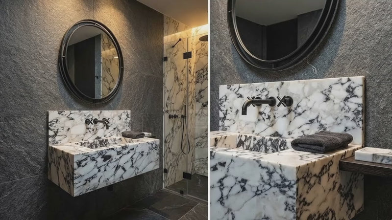Calacatta Viola Marble Wall Mount Bathroom Sink 16x32