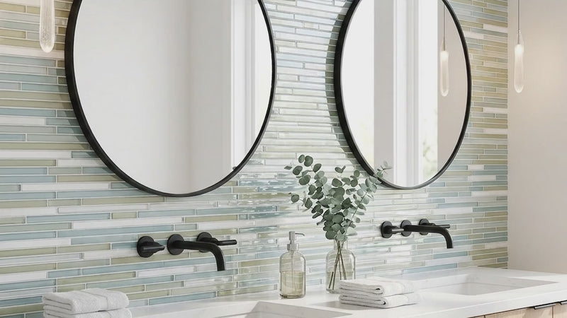 Lluvia Eleyson Gloss Liner Blend Glass Mosaics 12x12