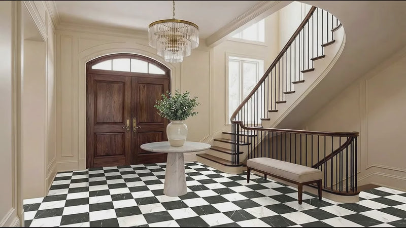 Casa Duet Calacatta Marquina Checkered Matte Porcelain Tiles 24x24