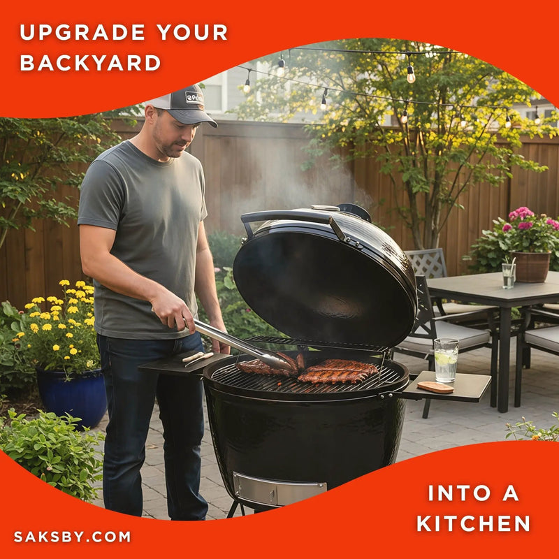 Primo Oval XL 400 Ceramic Kamado BBQ Grill W/ Stainless Steel Grates [PGCXLH] (SAK23100) by SAKSBY WHOLESALE
