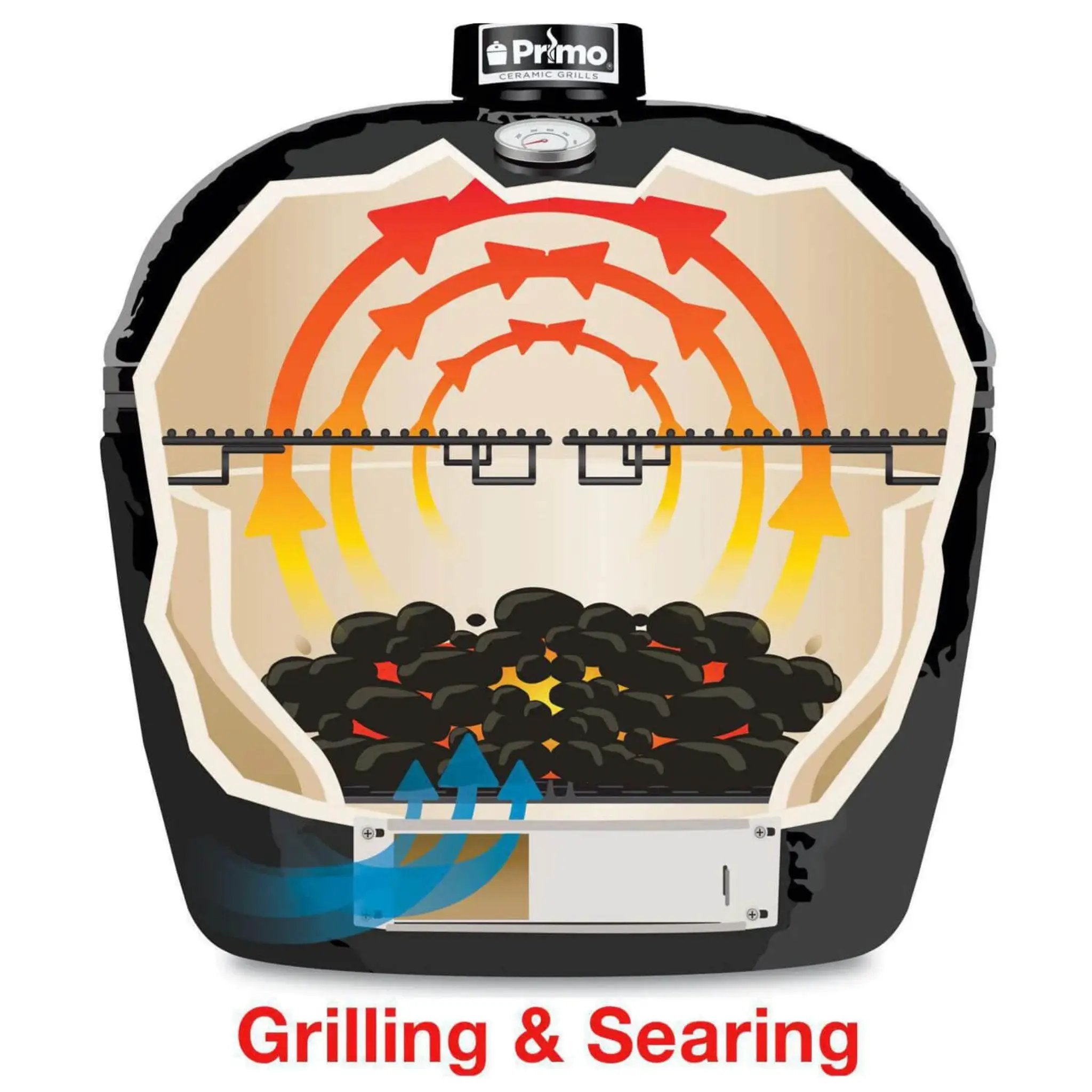 Primo Oval XL 400 Ceramic Kamado BBQ Grill W/ Stainless Steel Grates [PGCXLH] (SAK23100) by SAKSBY WHOLESALE