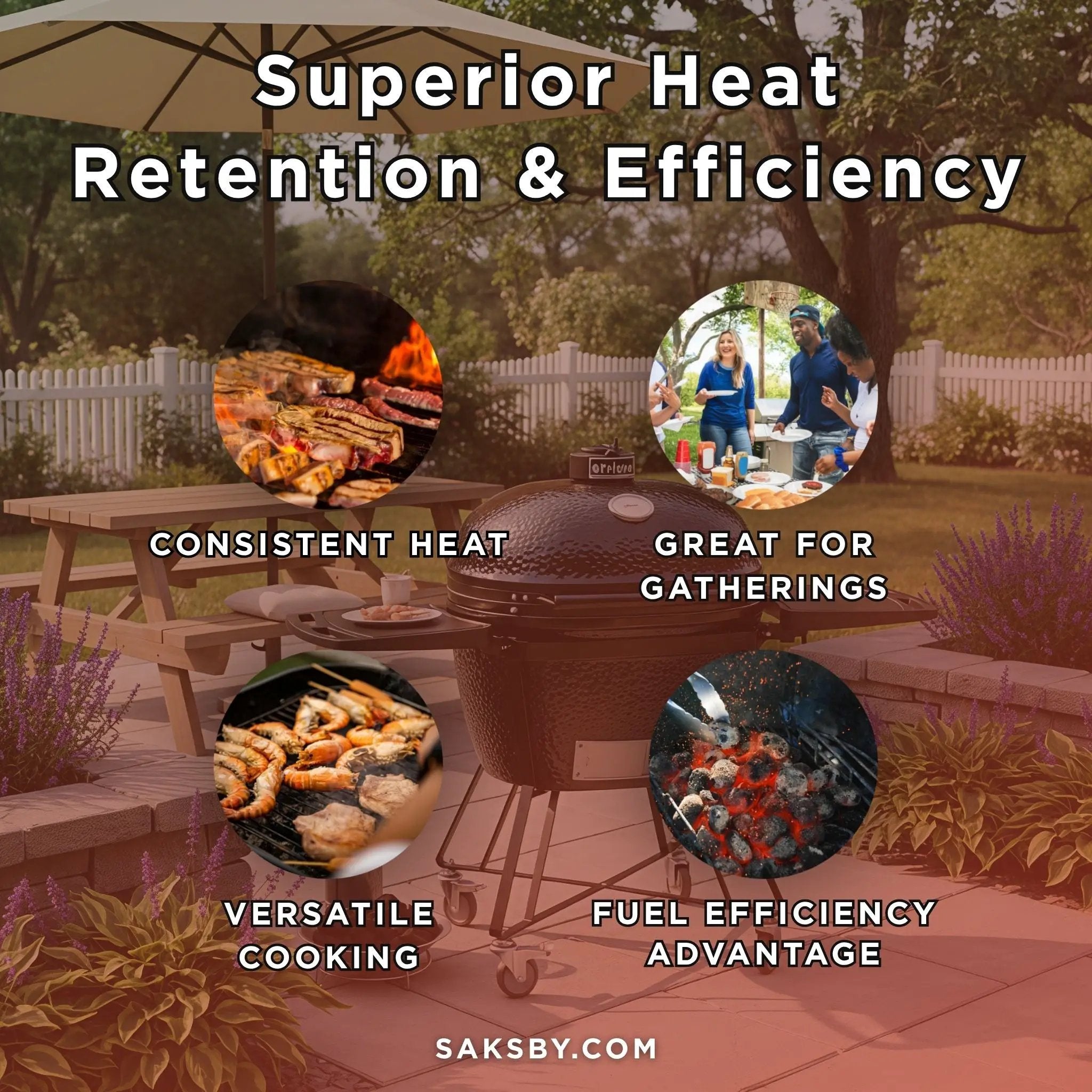 Primo Oval XXL All-In-One Ceramic Charcoal Grill [PGCXXLC] (SAK86742) by SAKSBY WHOLESALE