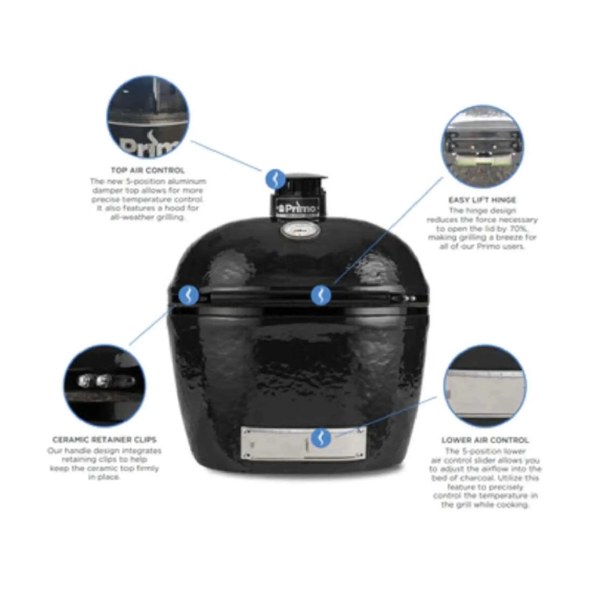 Primo Oval XXL All-In-One Ceramic Charcoal Grill [PGCXXLC] (SAK86742) by SAKSBY WHOLESALE