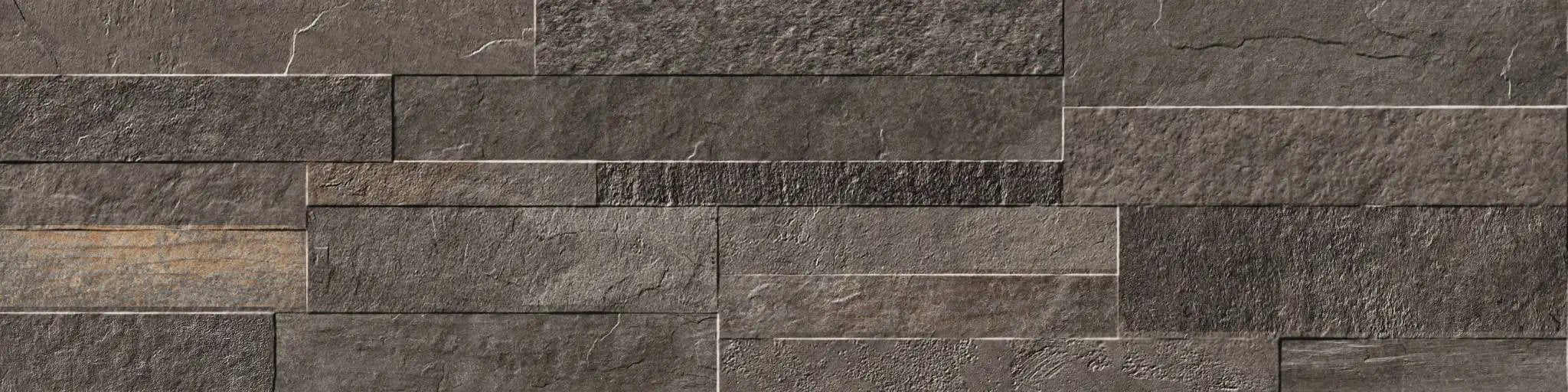 Veneer World Pro Ledgestone Ridge Black Smart-corner Quartz Look Porcelain Moldings 5.75x24 by landmarkceramics