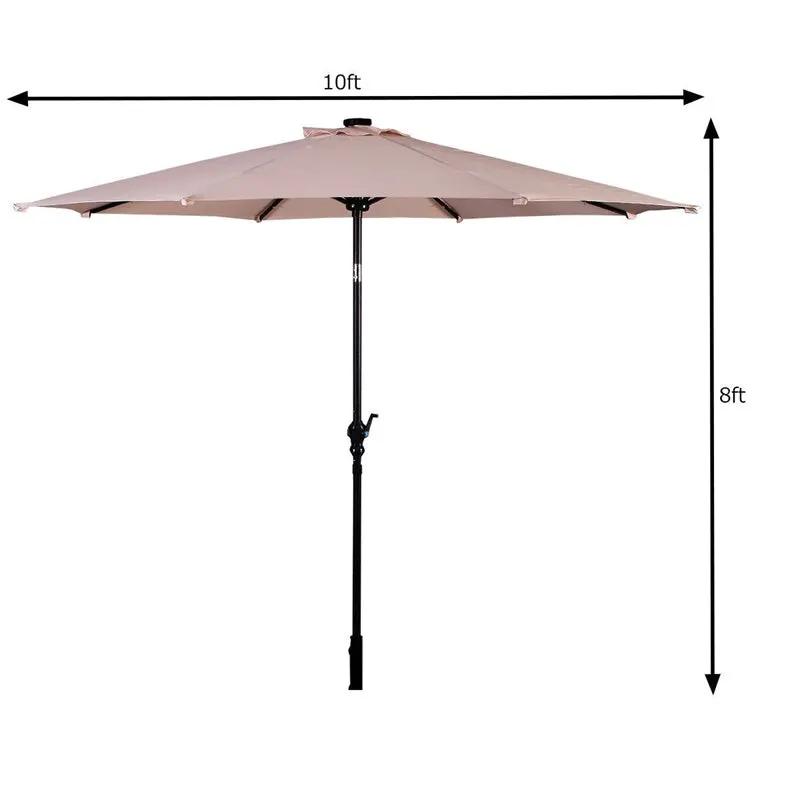 High Quality 10 Ft Patio Solar Umbrella with Crank Solar-powered LED Lights 8 Firm UV Protective Outdoor Patio Beach Umbrella by Outdoor Solar Outlet