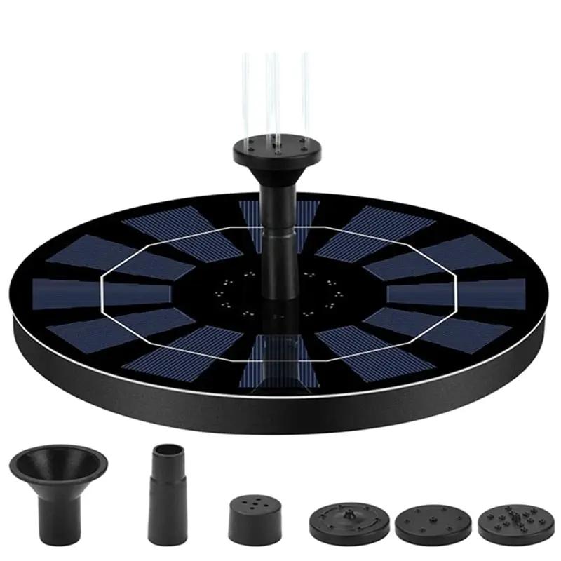 Solar Fountain Pump 2.5W Circle Floating Solar Water Fountains Pump Built-in Battery Backup with 6 Nozzles by Outdoor Solar Outlet