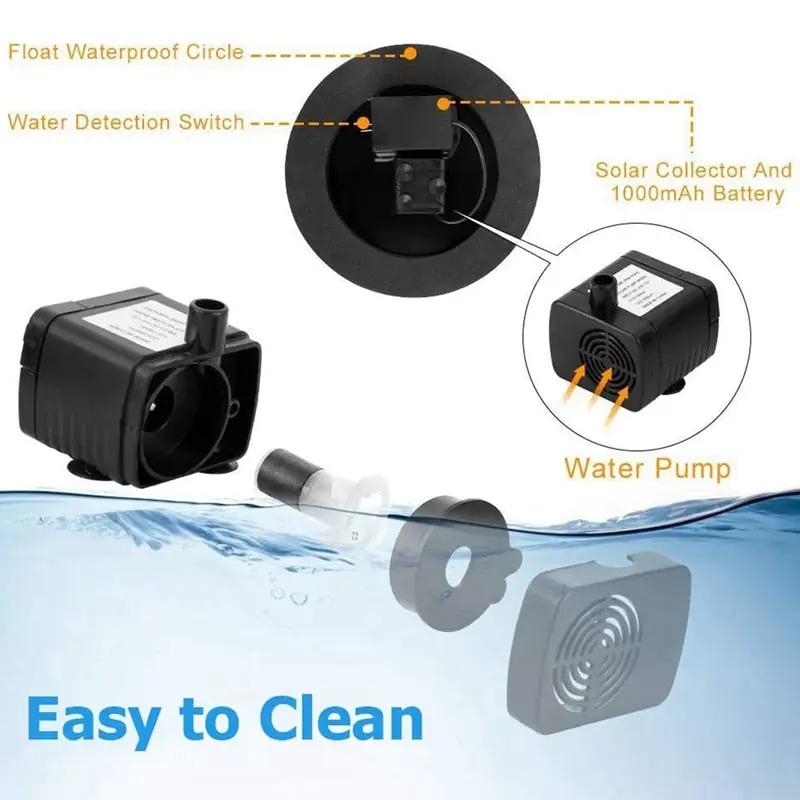 Solar Fountain Pump 2.5W Circle Floating Solar Water Fountains Pump Built-in Battery Backup with 6 Nozzles by Outdoor Solar Outlet