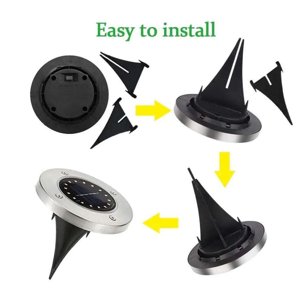 Solar Garden Disk Lights 16LED Solar Ground Lights Underground Lights,4 Pack-20 Lumen by Outdoor Solar Outlet