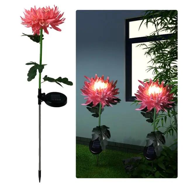 Solar LED Light Artificial Chrysanthemum Flower (3 Pack) by Outdoor Solar Outlet