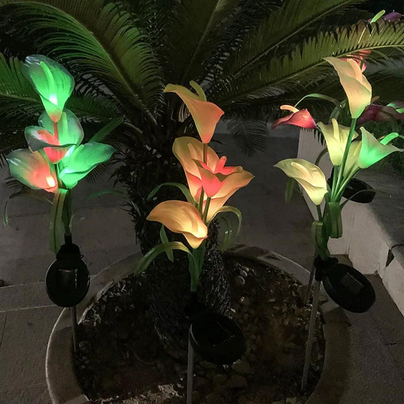 4 Pack Solar Common Calla Lamp Four Color LED by Outdoor Solar Outlet