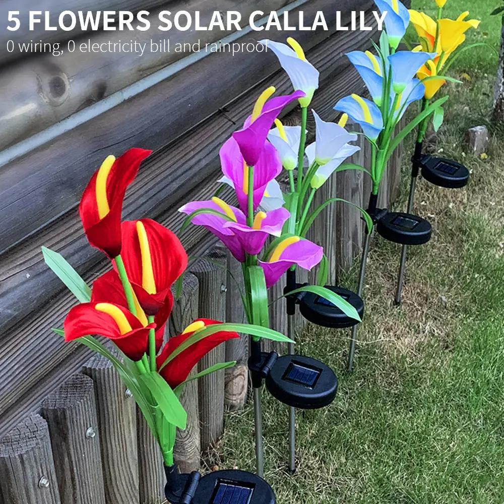 4 Pack Solar Common Calla Lamp Four Color LED by Outdoor Solar Outlet
