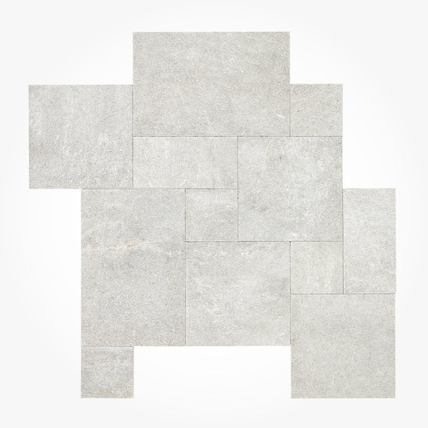 Atlantic Silver Sandblasted French Pattern Marble Pavers