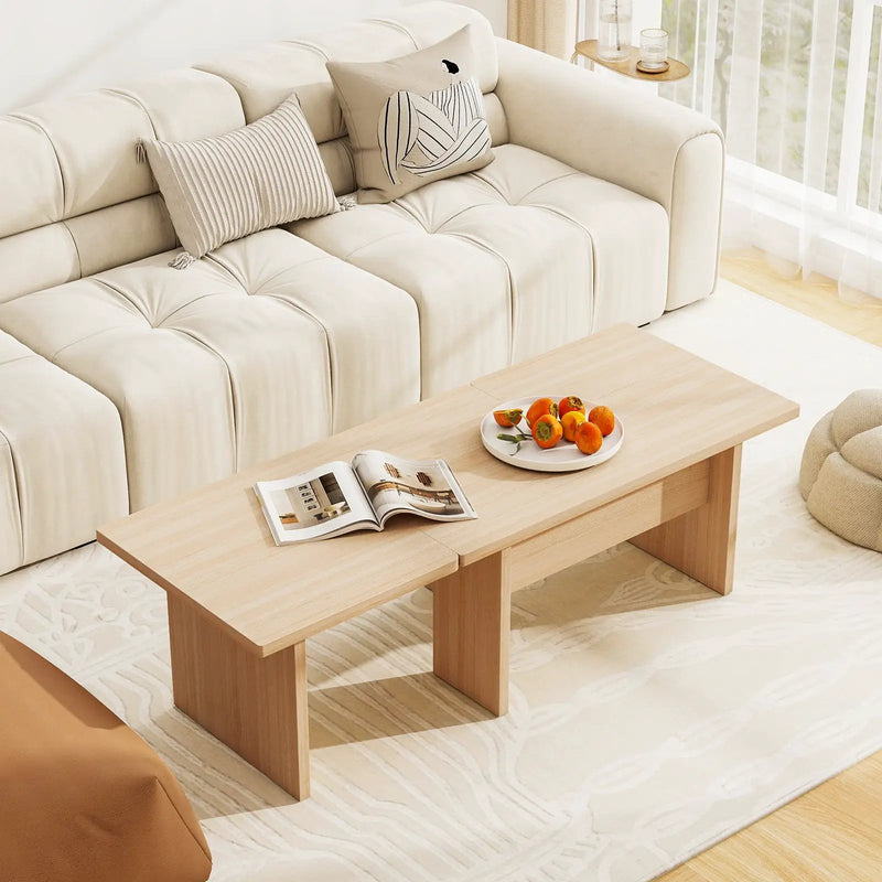 Modular Coffee Table Set of 2 L Shaped Center Tables for Small Space by DirectDeals