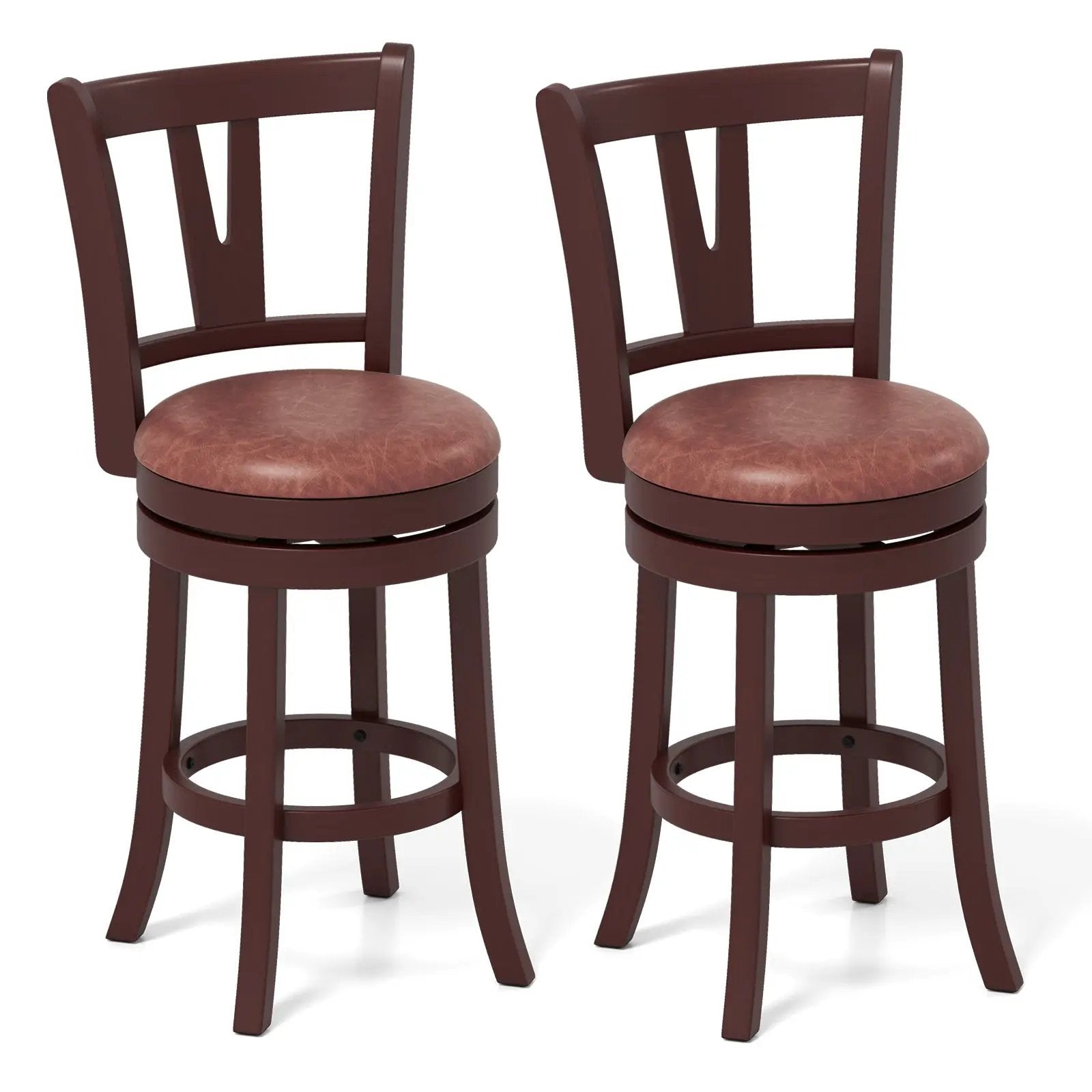 Set of 2 Counter Height Swivel Barstools with High Backs and Footrests by DirectDeals