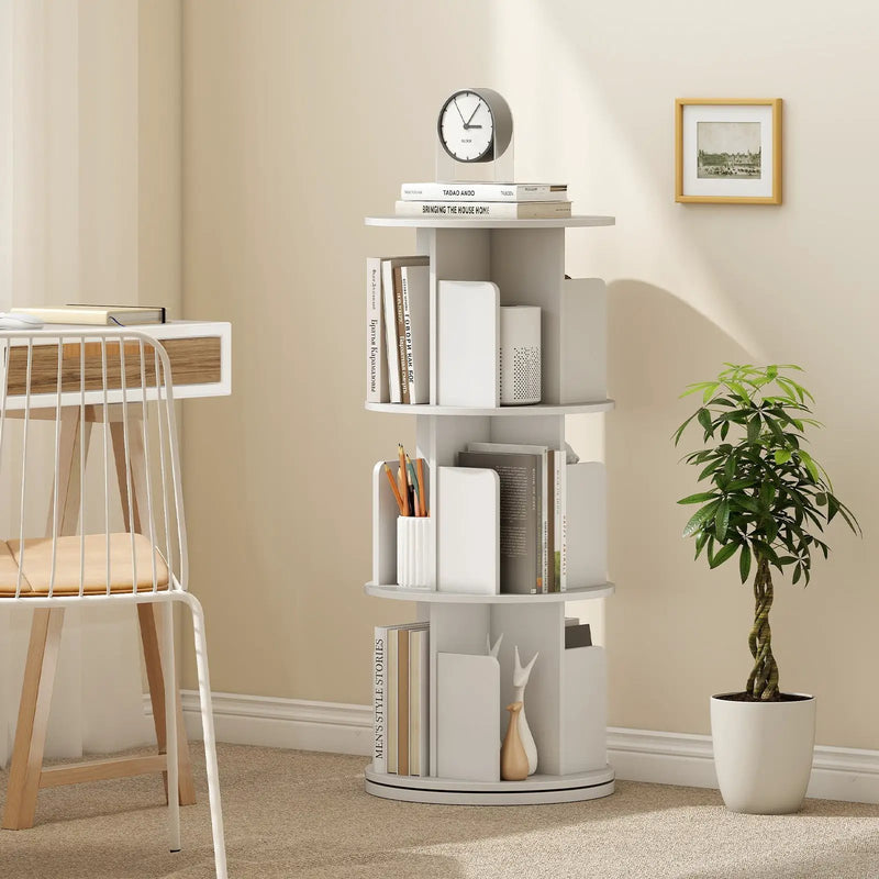 3-Tier Rotating Bookshelf with Dividers and Anti-falling Baffles by DirectDeals
