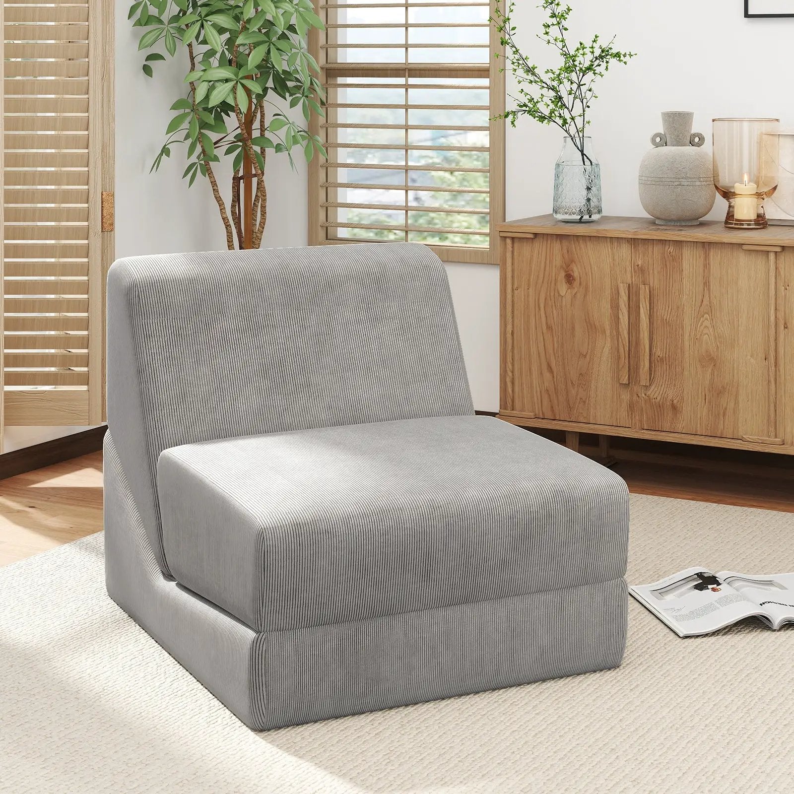 3-in-1 Folding Sofa Bed with Washable Zippered Cover-Gray by DirectDeals