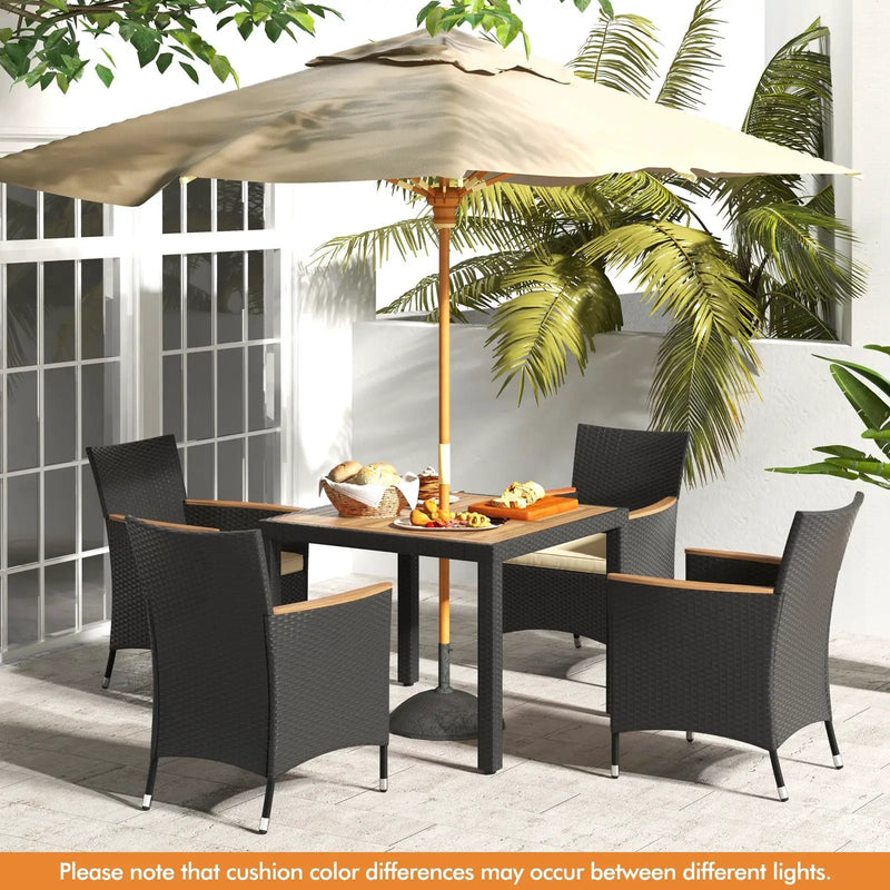 5 Pieces Patio Dining Table Set for 4 with Umbrella Hole by DirectDeals