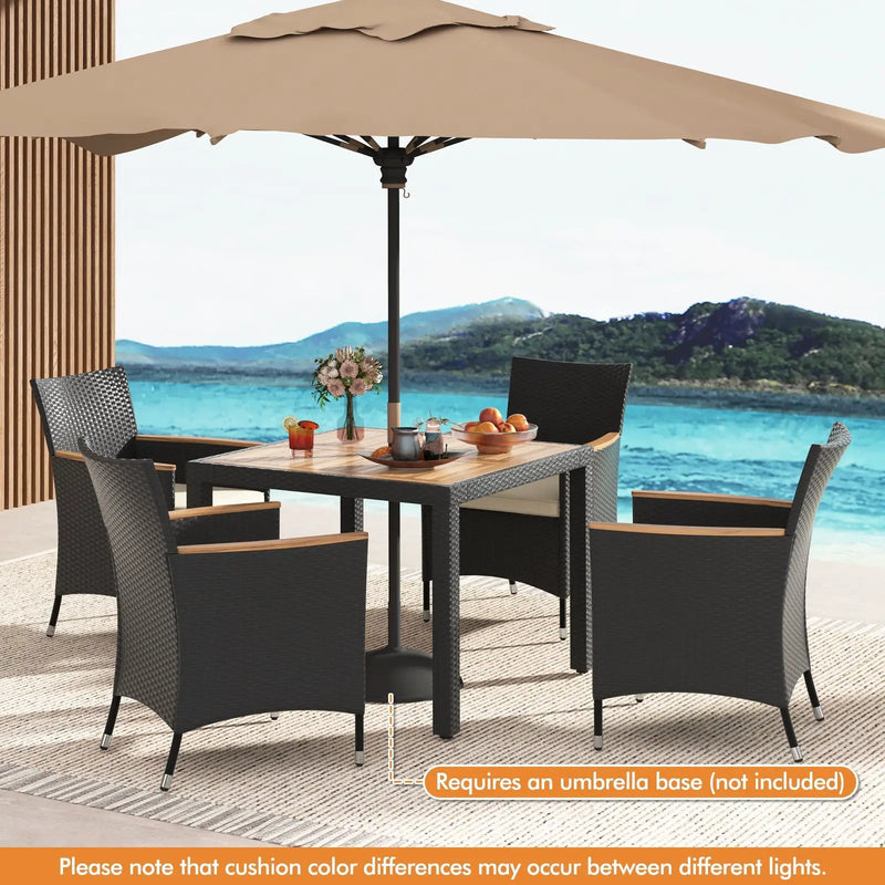 5 Pieces Patio Dining Table Set for 4 with Umbrella Hole by DirectDeals