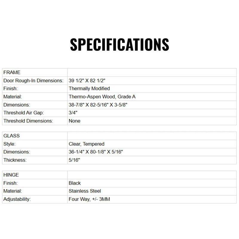 Prosaunas 36X81-Inch Thermo-Aspen Clear ADA Glass Sauna Door (SAK75841) by SAKSBY WHOLESALE