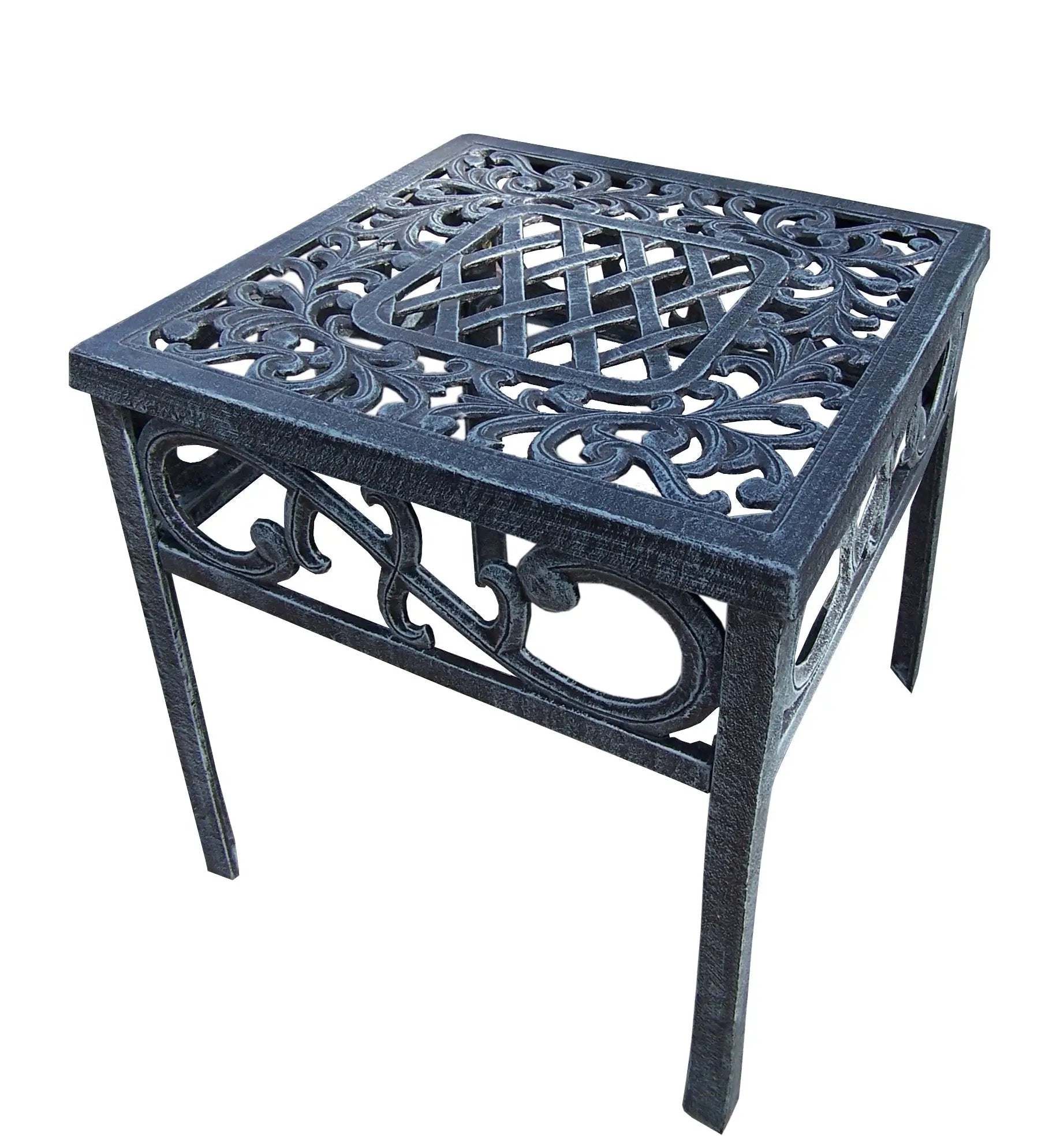 Blue Grey Cast Aluminum 18-in Square Patio Side End Table by Sharicks