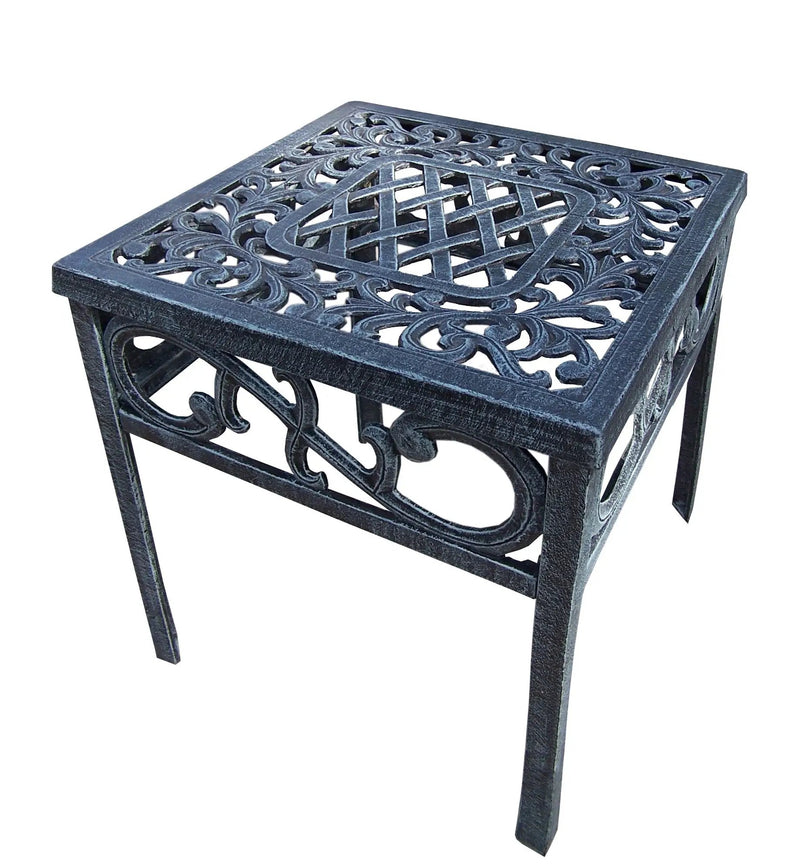Blue Grey Cast Aluminum 18-in Square Patio Side End Table by Sharicks
