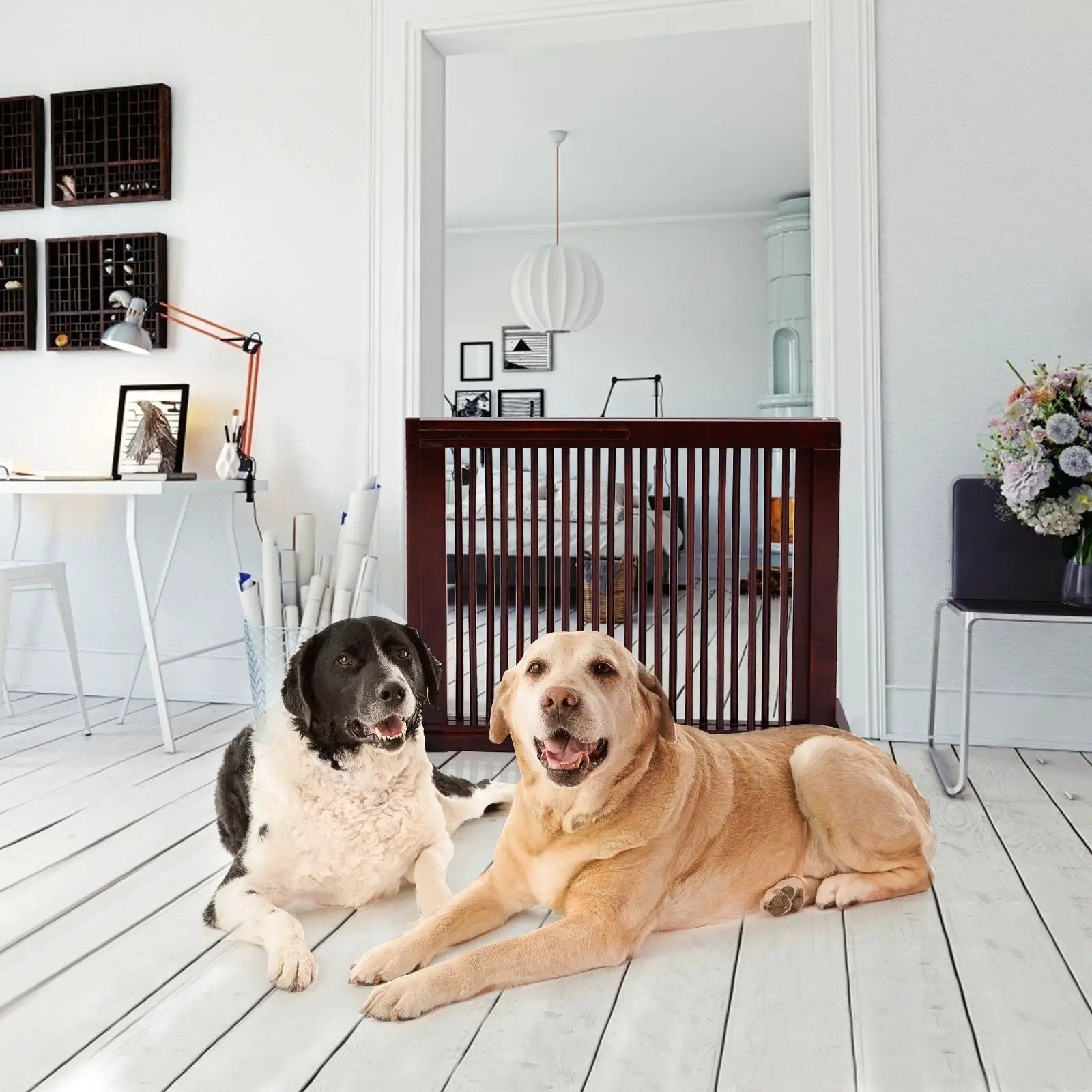 Folding Adjustable Free Standing 3 Panel Wood Fence by DirectDeals