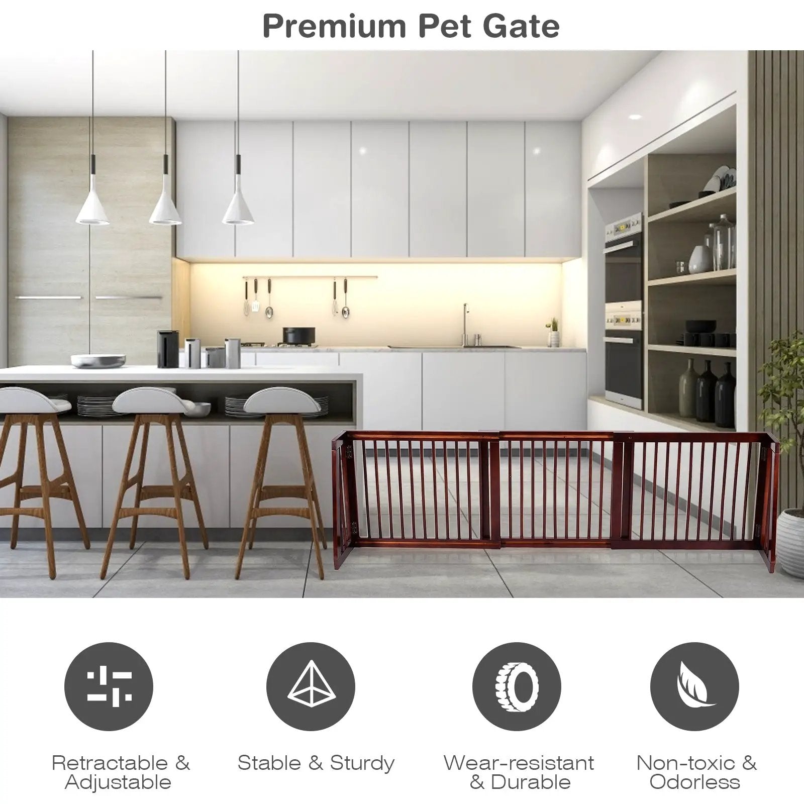 Folding Adjustable Free Standing 3 Panel Wood Fence by DirectDeals