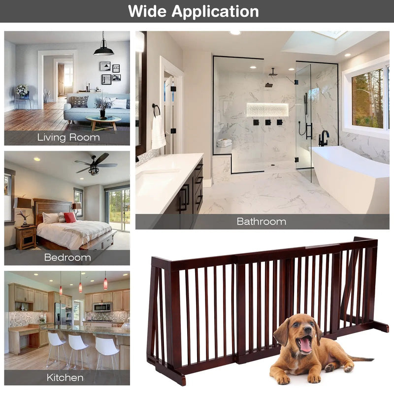 Folding Adjustable Free Standing 3 Panel Wood Fence by DirectDeals