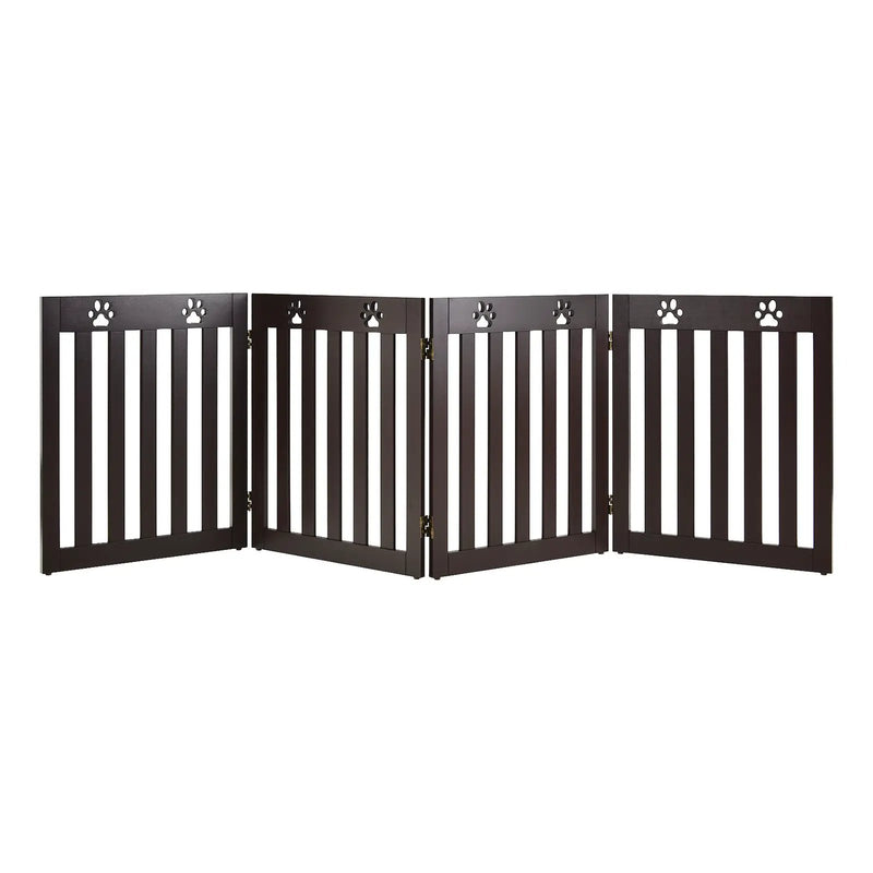 24 Inch Folding Wooden Freestanding Pet Gate Dog Gate with 360¬∞ Hinge by DirectDeals