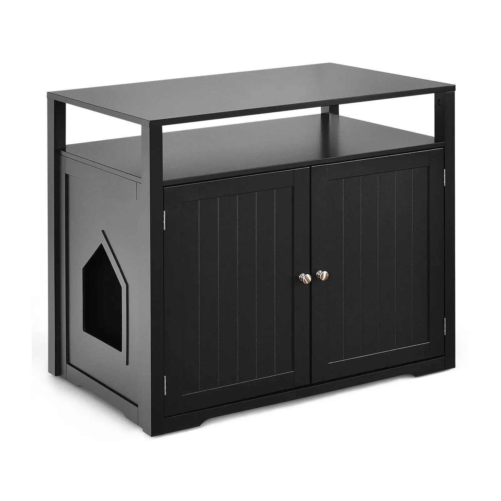 Wooden Cat Litter Box Enclosure Hidden Cat Washroom with Storage Layer by DirectDeals