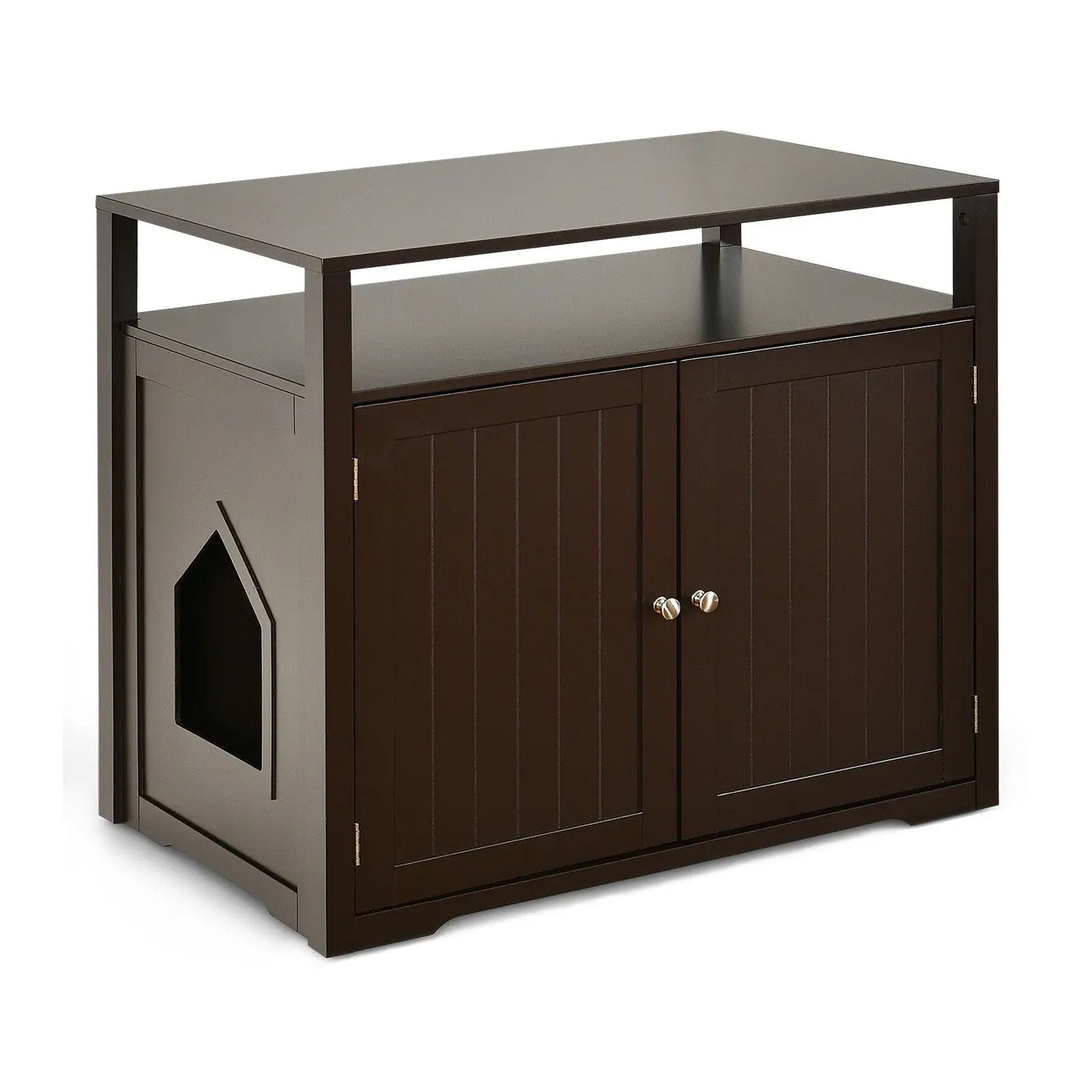 Wooden Cat Litter Box Enclosure Hidden Cat Washroom with Storage Layer by DirectDeals
